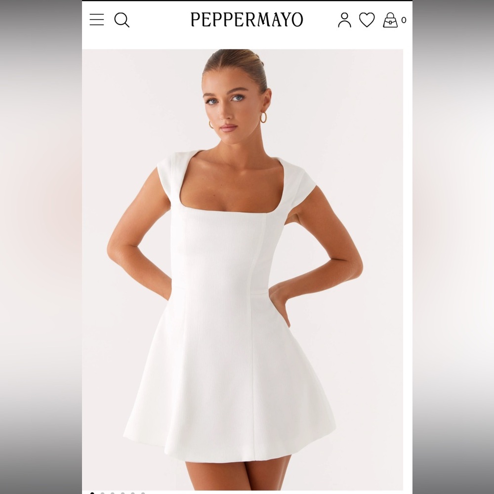 Peppermayo White Cut Out Pleated Mini Dress
